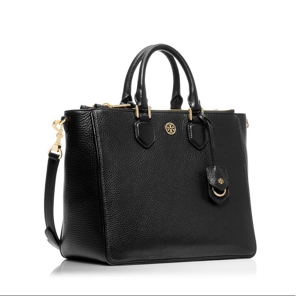 Tory Burch Handbags - Tory Burch Black Robinson Pebbled Square Tote